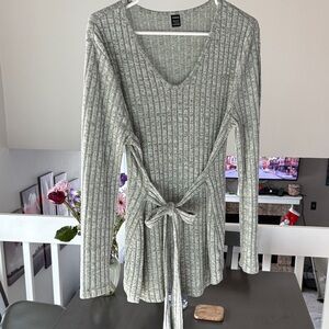 SHEIN Gray Ribbed Knit Sweater